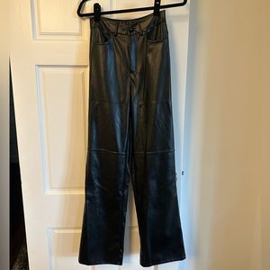 Wide leg faux leather pants black XS